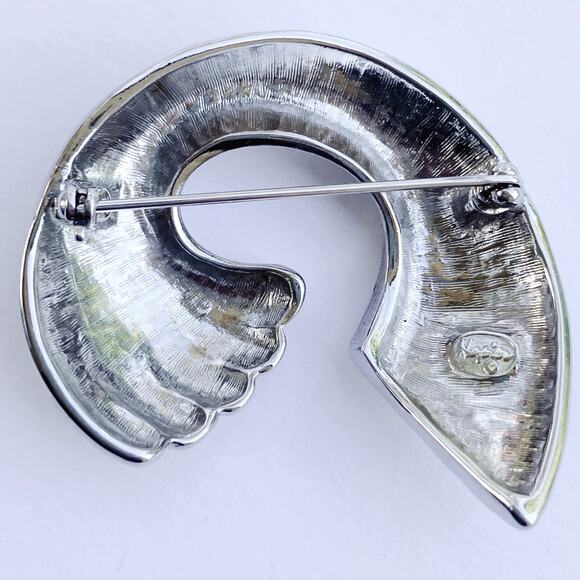 Vintage Signed Napier Brooch Silver Tone Mid Century Modernist Swirl Design Pin - Picture 7 of 11